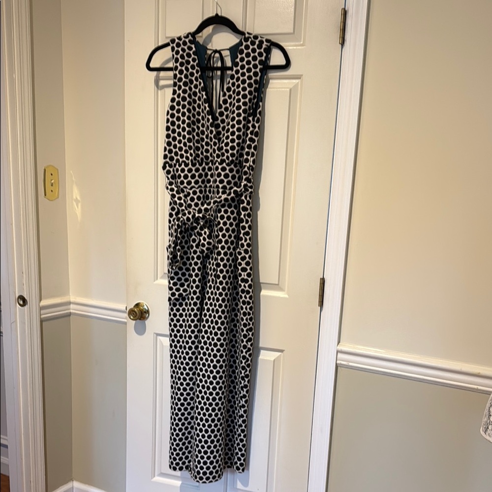 Eva Franco: Elegant Black and White Polka Dot pants Dress